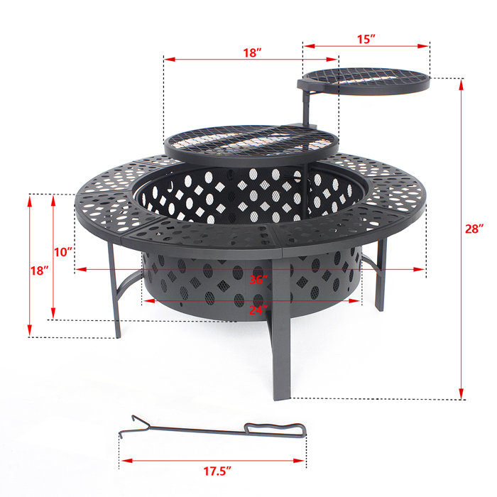 Darby Home Co Hayler 28" H x 36" W Wood Burning Outdoor Fire Pit Table